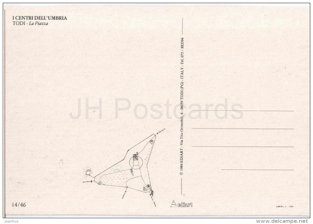 La Piazza - Todi - Perugia - Umbria - 14/46 - Italia - Italy - unused - JH Postcards