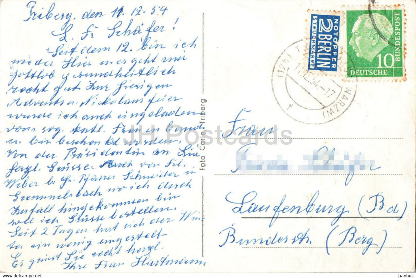 Triberg Wallfahrtskirche - Kirche - alte Postkarte - 1954 - Deutschland - gebraucht