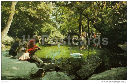 Swan Lake in the Upper Park - Alupka Palace Museum - Crimea - 1989 - Ukraine USSR - unused - JH Postcards