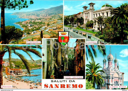 Sanremo - San Remo - Saluti da Sanremo - panorama - spiaggia - casino - multiview - 2140 - Italy - unused - JH Postcards