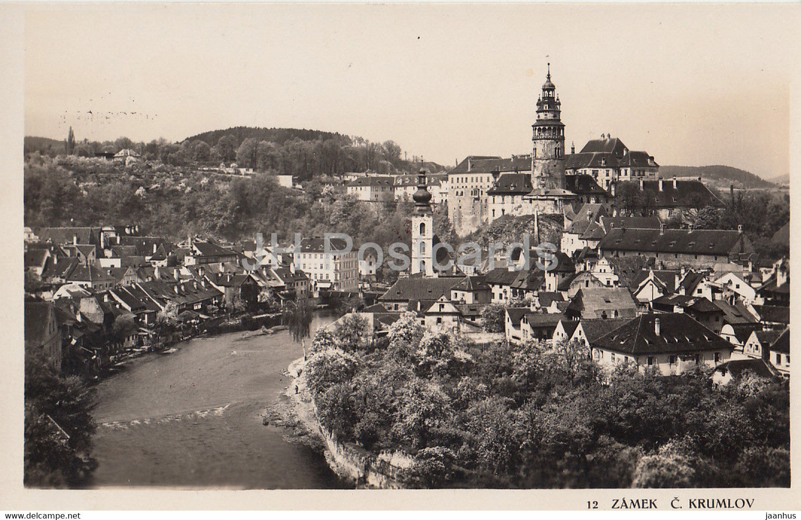 Zamek C Krumlov - castle - 12 - old postcard - 1932 - Czechoslovakia - Czech Republic - used - JH Postcards