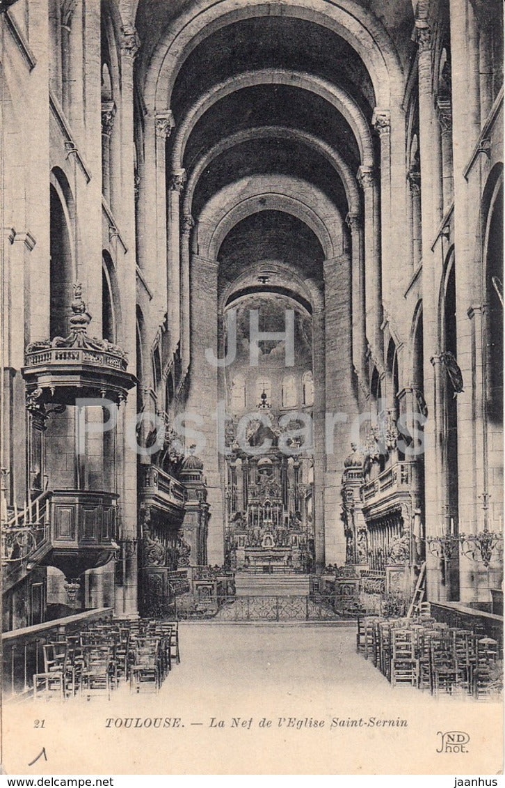 Toulouse - La Nef de l'Eglise Saint Sernin - church - 21 - old postcard - France - unused - JH Postcards