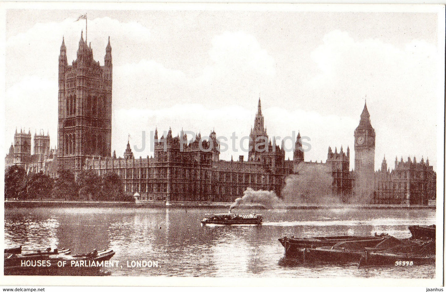 London - Houses of Parliament - Photo Brown - Valentine - 98998 - old postcard - England - United Kingdom - unused - JH Postcards