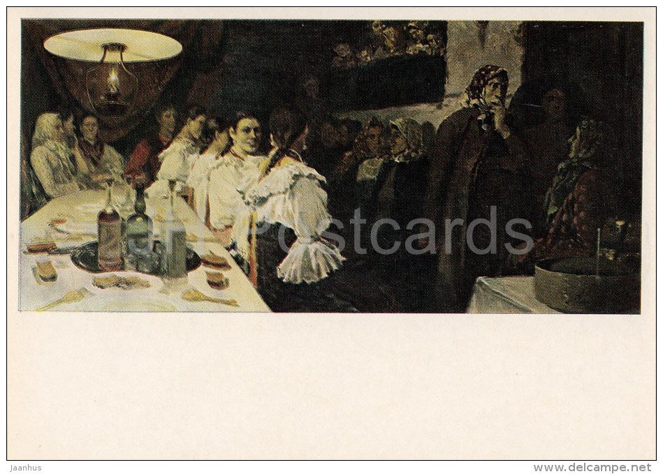 painting by A. Ryabushkin - Waiting for recruits , 1891 - Russian art - 1980 - Russia USSR - unused - JH Postcards