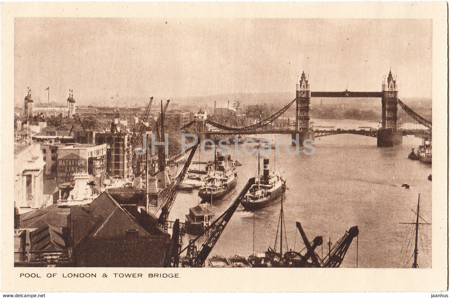 London - Pool of London & The Tower Bridge - steamer - ship - old postcard - England - United Kingdom - unused - JH Postcards