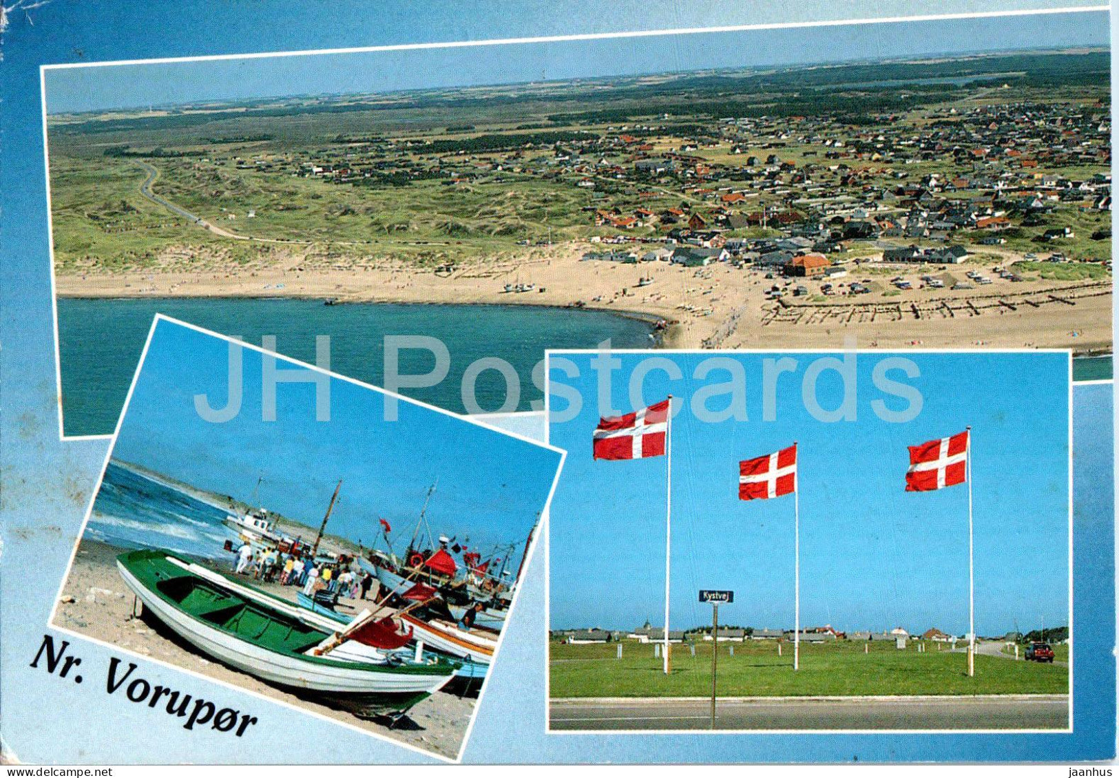 Nr Vorupor - boat - aerial view - multiview - 92211 - Denmark - used - JH Postcards