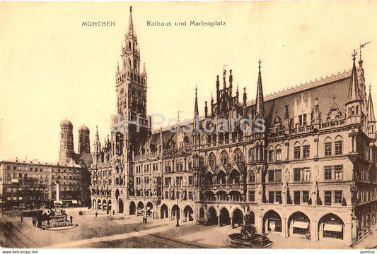 Munchen - Rathaus und Marienplatz - Munich - 9017 - old postcard - Germany - used - JH Postcards