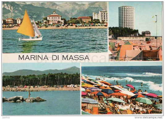 saluti da Marina di Massa - sailing boat - beach - Massa - Toscana - 73 - Italia - Italy - sent from Italy to Germany - JH Postcards