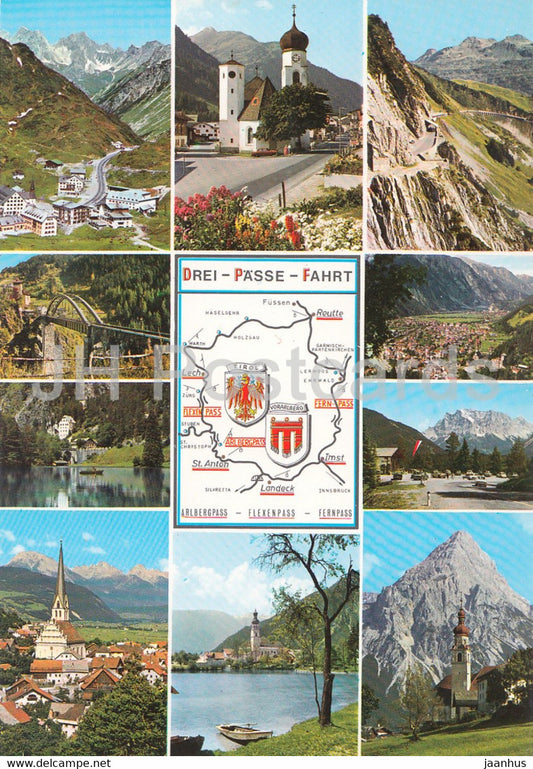 Drei Passe Fahrt - Arlbergpass - Flexenpass - Fernpass - multiview - Austria - unused - JH Postcards