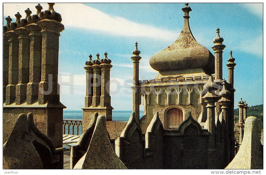 Sections of chimneys, pinnacles, roof tines - Alupka Palace Museum - Crimea - 1989 - Ukraine USSR - unused - JH Postcards