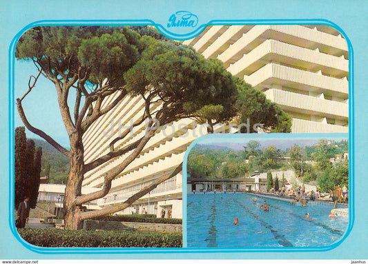 Yalta - hotel Yalta - pool - Crimea - postal stationery - 1987 - Ukraine USSR - unused - JH Postcards