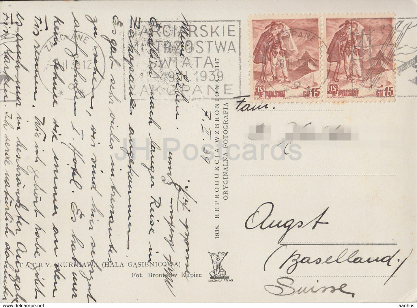 Tatry - Kurniawa - Hala Gasienicowa - Tatra mountains - 1939 - Poland - used