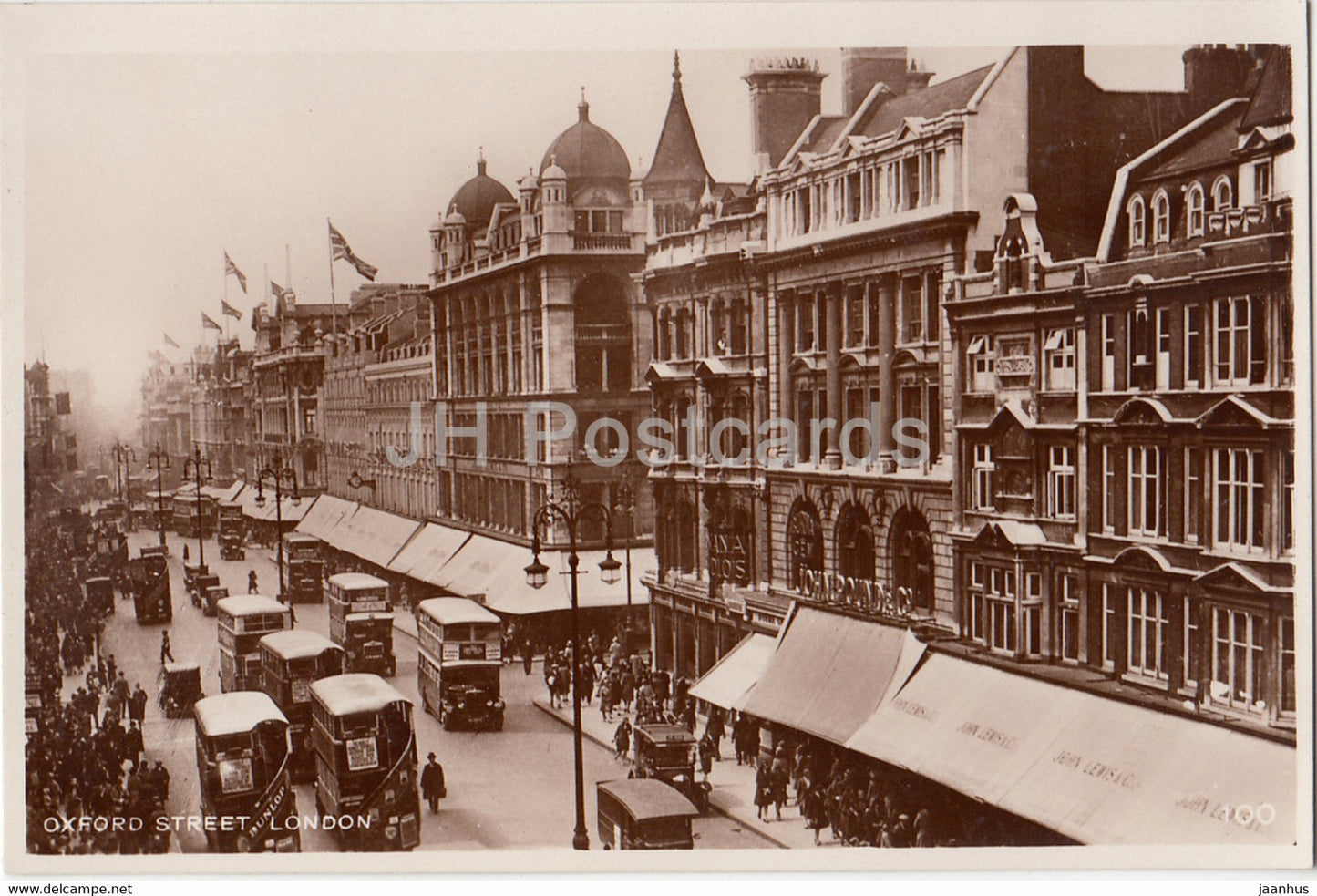 London - Oxford Street - bus - 100 - old postcard - England - United Kingdom - unused - JH Postcards