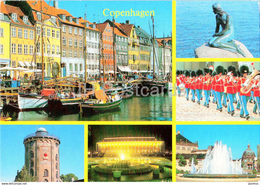 Copenhagen - Little Mermaid - boat - ship - Guard - multiview - Denmark - used - JH Postcards