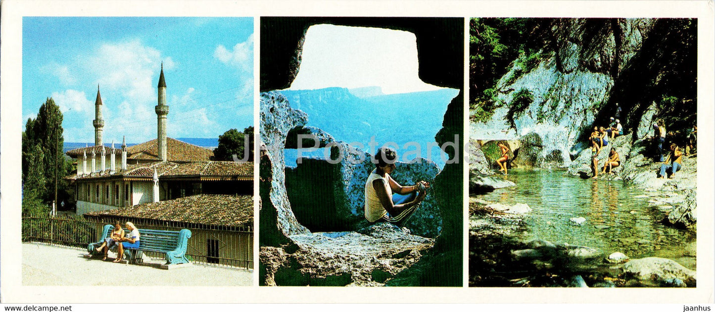 Bakhchisarai - Palace Ensemble - Eski-Kermen cave city - Bath of Youth - Crimea - 1985 - Ukraine USSR - unused - JH Postcards