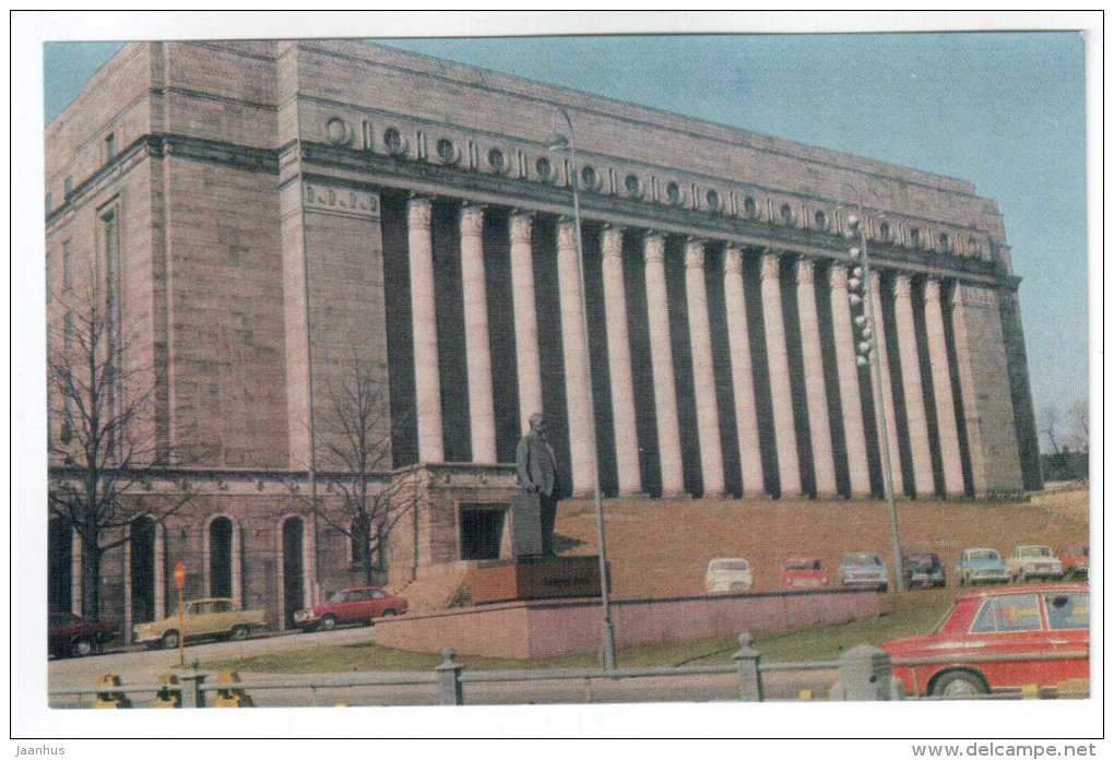 Parliament building - cars - Helsinki - 1971 - Finland - unused - JH Postcards