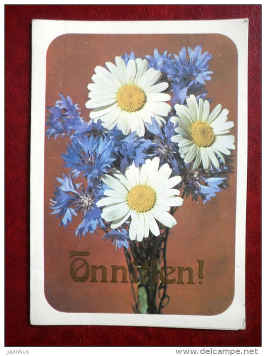 Greeting card - daisies - cornflowers - flowers - 1982 - Estonia USSR - unused - JH Postcards