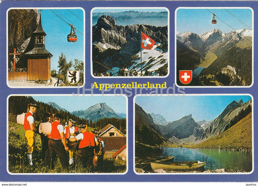 Gruss aus dem Appenzellerland - multiview - cable car - folk costumes - 1833 - 1986 - Switzerland - used - JH Postcards