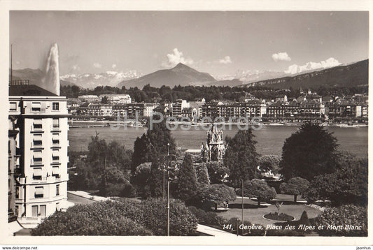 Geneva - Geneve - Place des Alpes et Mont Blanc - old postcard - Switzerland - unused - JH Postcards