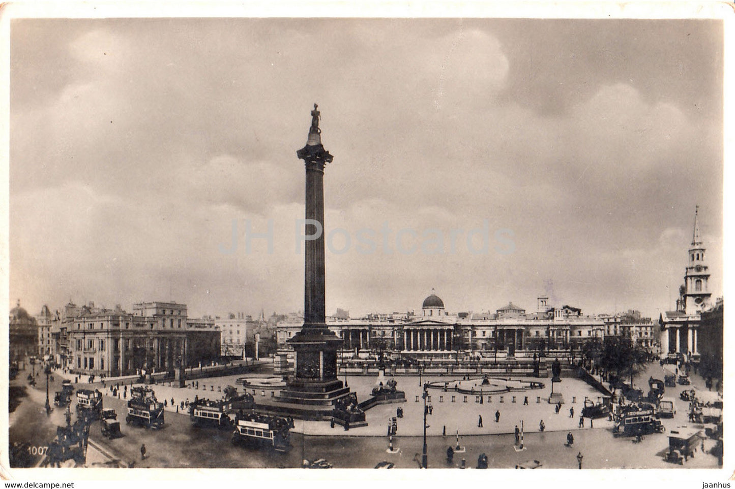 London - Trafalgar Square - bus - 1007 - old postcard - England - United Kingdom - unused - JH Postcards