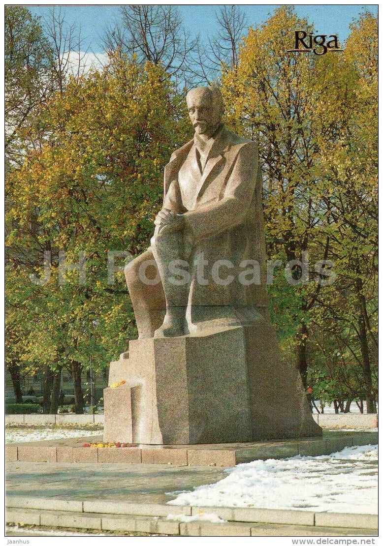 monument to latvian poet Janis Rainis - Riga - 1989 - Latvia USSR - unused - JH Postcards