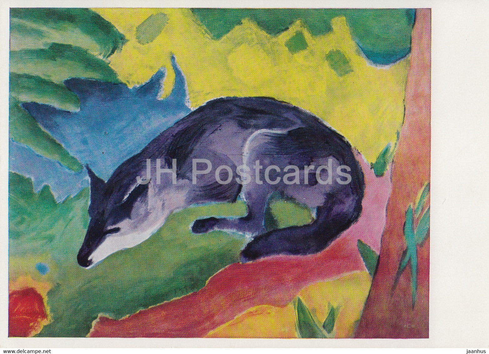 painting by Franz Marc - Der Blaue Fuchs - fox - German art - Germany DDR - unused - JH Postcards