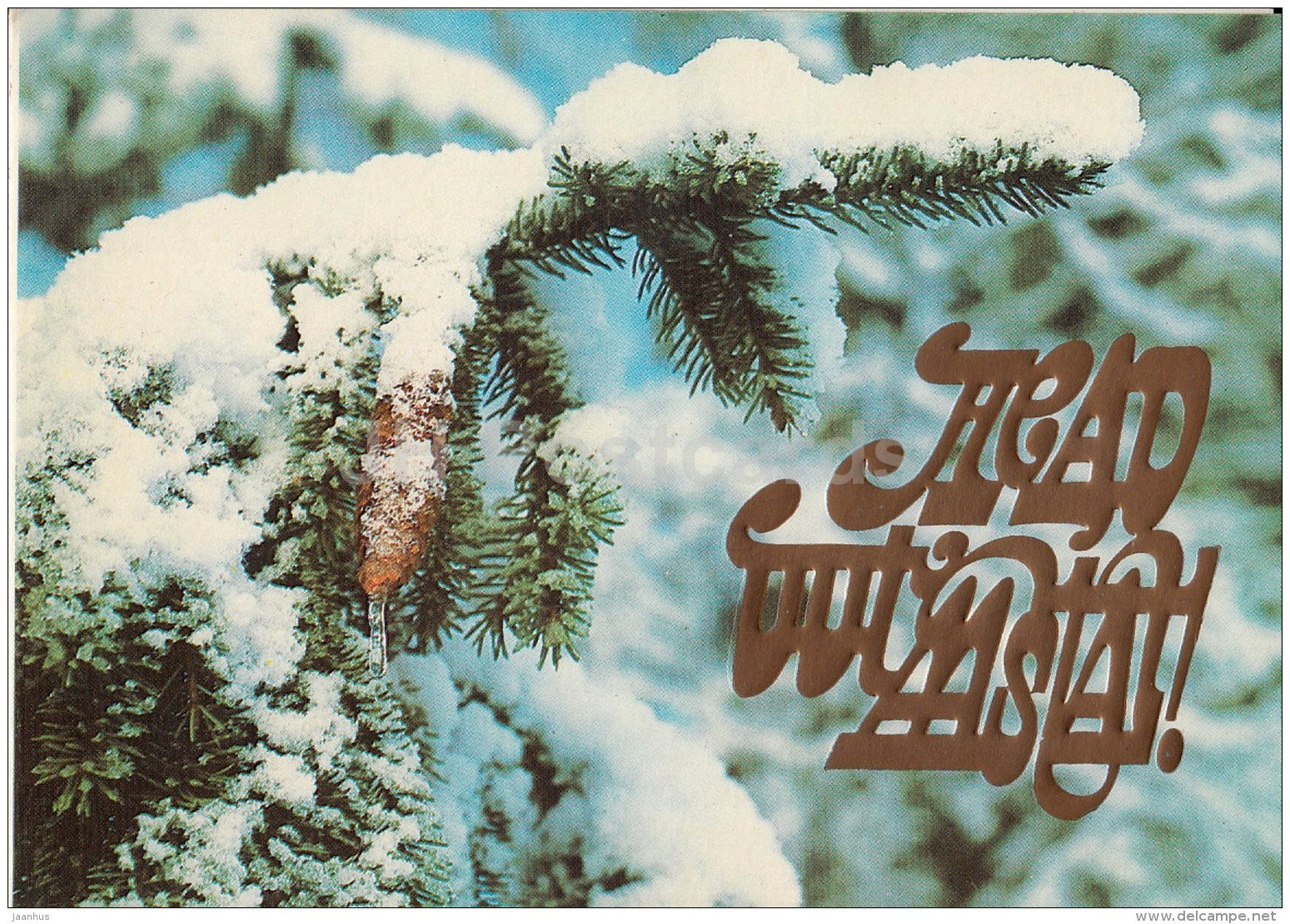 New Year Greeting Card - fir tree - 1984 - Estonia USSR - used - JH Postcards