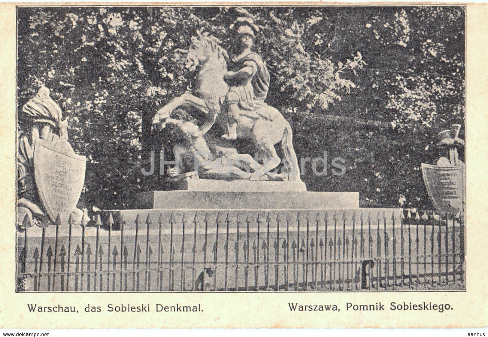 Warszawa - Pomnik Sobieskiego - Warschau das Sobieski Denkmal - monument - old postcard - Poland - unused - JH Postcards