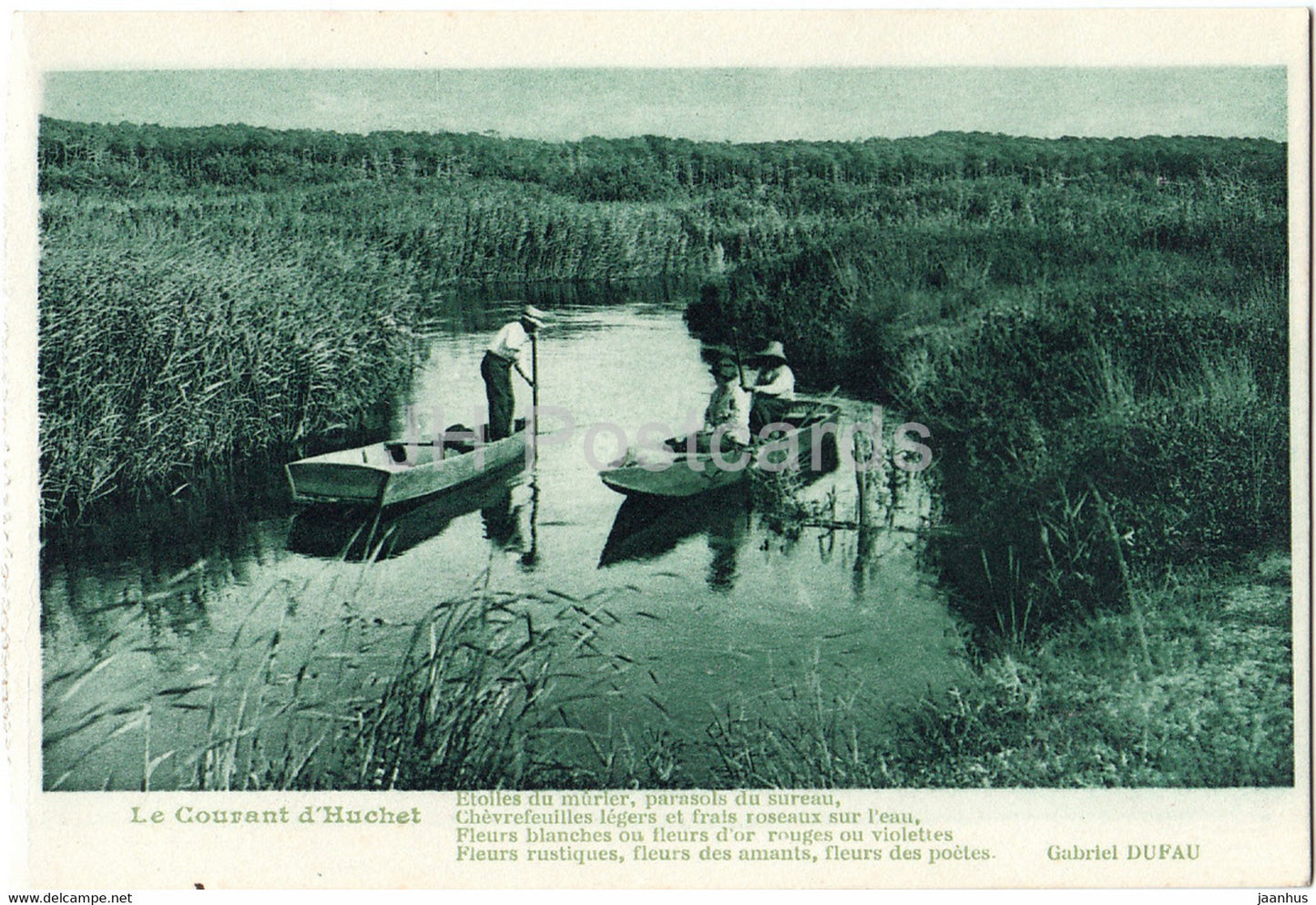 Le Courant d'Huchet - Les Exile - Gabriel Dufau - 1 - boat - old postcard - France - unused - JH Postcards