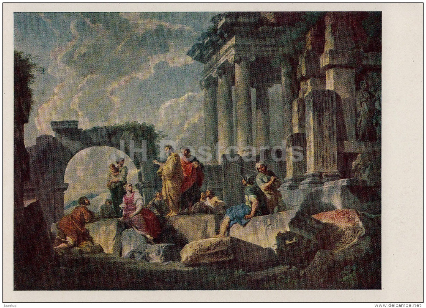 painting by Giovanni Pannini - Roman Ruins - old postcard - Italian art - Russia USSR - unused - JH Postcards