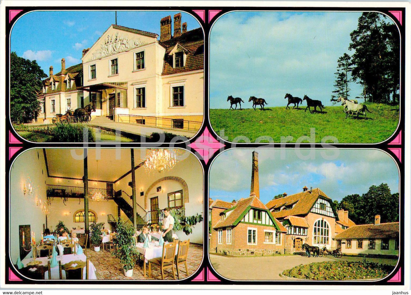 Kadyny - palac - Palace Hotel - restauracija hotelowa - tabun konski - restaurant - palace - multiview - Poland - unused - JH Postcards