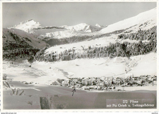 Flims mit Piz Grisch u Tschingelhorner - 272 - 1932 - old postcard - Switzerland - used - JH Postcards