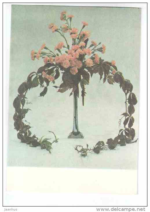 Music - flowers - compositions - 1987 - Estonia USSR - unused - JH Postcards