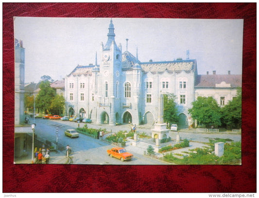 office building - Mukachevo - cars - Ukraine - USSR - unused - JH Postcards