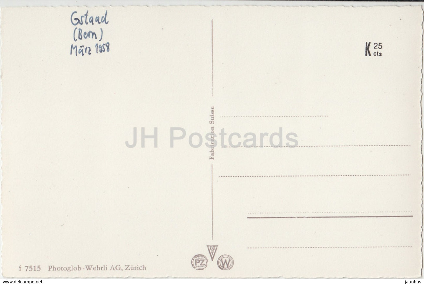 Bei Gstaad - 7515 - Switzerland - 1958 - used