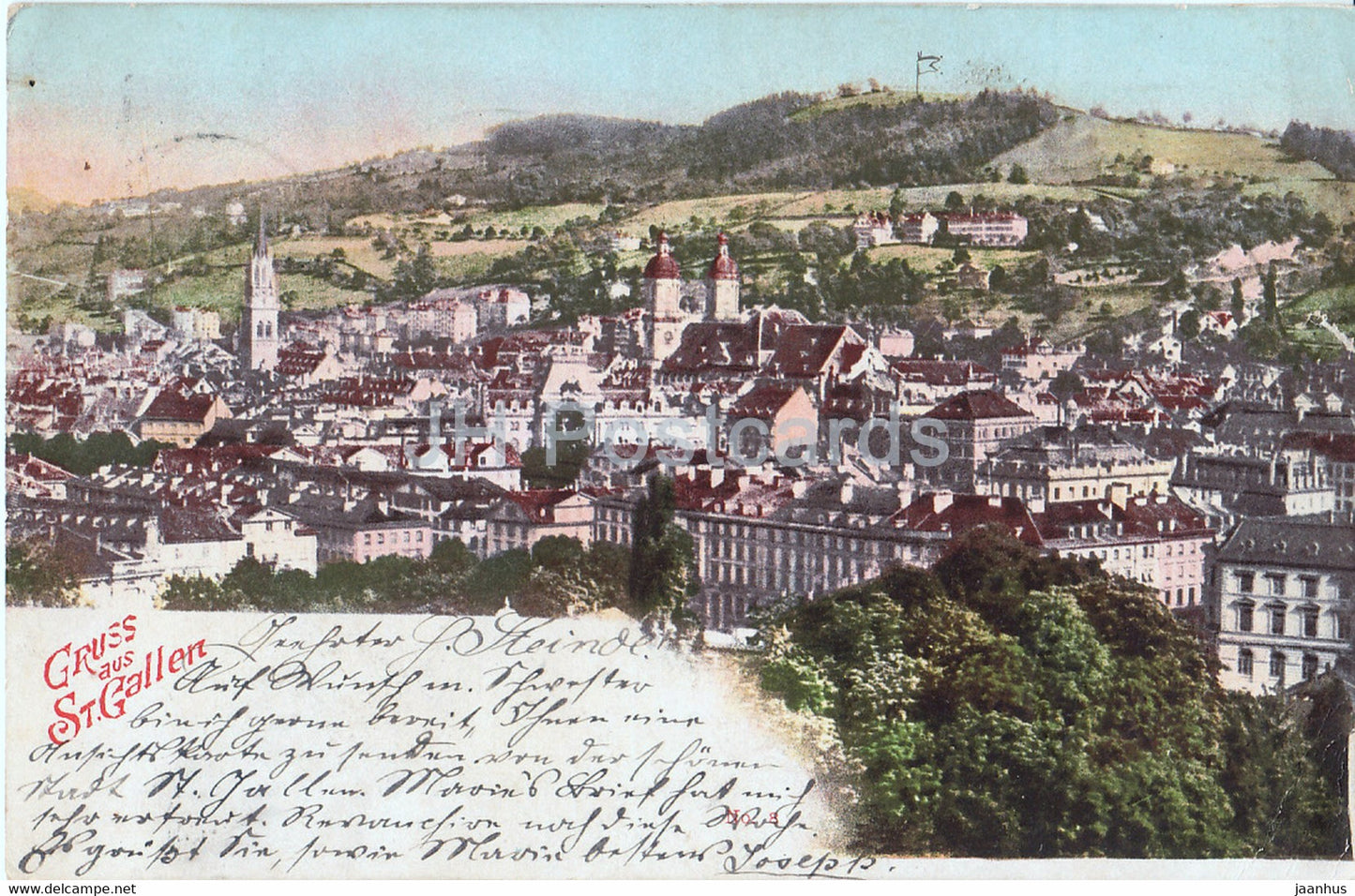 Gruss aus St Gallen - old postcard - 1898 - Switzerland - used - JH Postcards