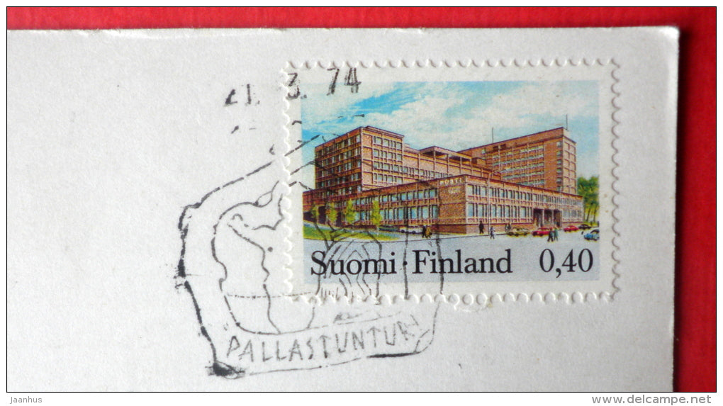 Ski Resort - Pallastunturi - Lapland - SF 212 - Finland - sent from Finland Pallastunturi to Estonia USSR 1974 - JH Postcards