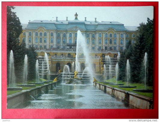 View of the Great Palace , The Great Canal and the Water Avenue - Petrodvorets - 1986 - Russia USSR - unused - JH Postcards