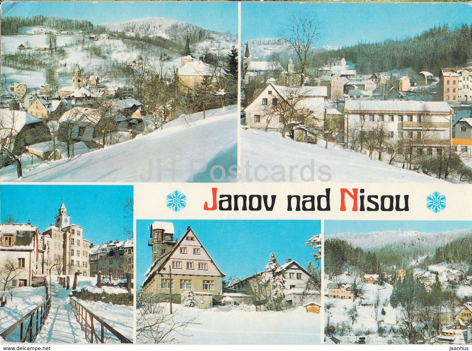 Janov nad Nisou - winter - Jizerske Hory - multiview - Czechoslovakia - Czech Republic - 1979 - used - JH Postcards