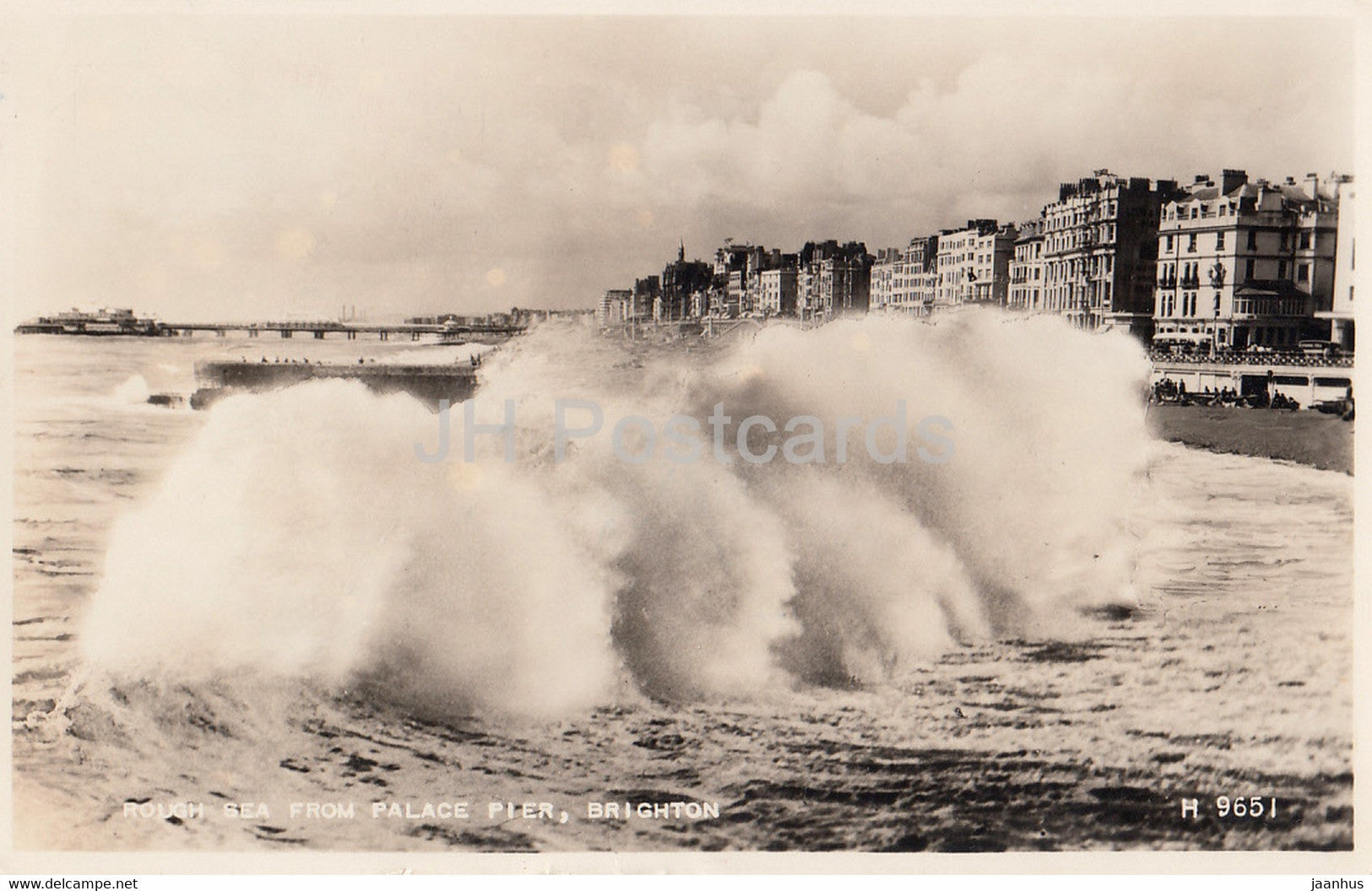 Rough Sea from Palace Pier - Brighton - 9651 - old postcard - 1957 - United Kingdom - England - used - JH Postcards