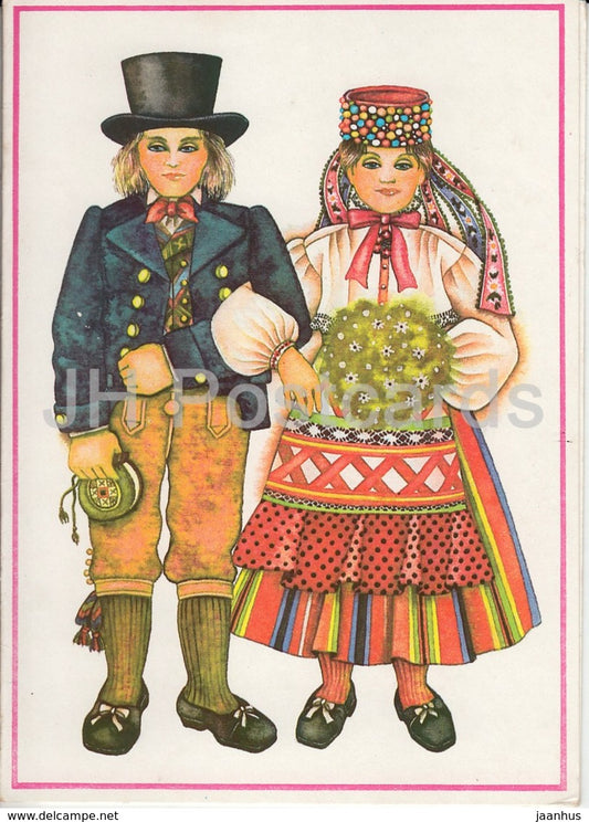 Greeting Card by V. Noor - Estonian Folk Costumes - 1987 - Estonia USSR - unused - JH Postcards