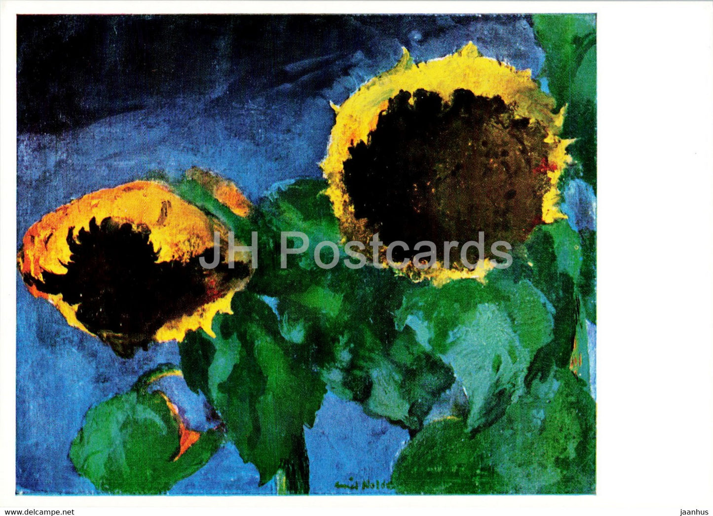 painting by Emil Nolde - Reife Sonnenblumen - Ripe sunflowers - German art - Germany - unused - JH Postcards