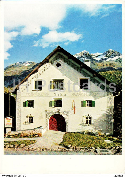 Tea Room Restaurant Talvo - St Moritz Champfer - 1956 - old postcard - Switzerland - used - JH Postcards