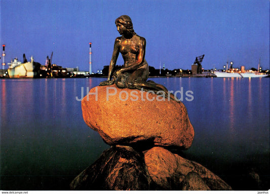 Copenhagen - The Little Mermaid by Night - Denmark - unused - JH Postcards