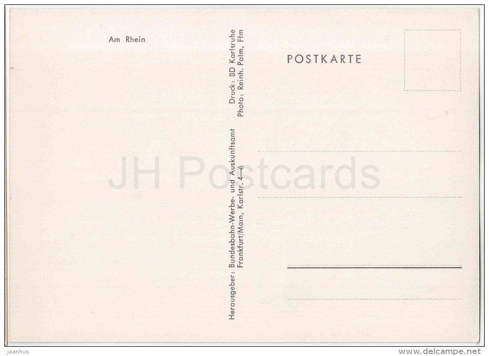 Am Rhein - Zug - schiff - train - ship - Germany - ungelaufen - JH Postcards