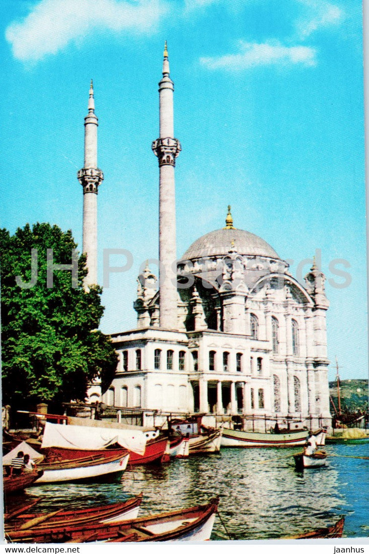 Istanbul - The Mosque of Ortakoy on the Bosphorus - boat - Turkey - used - JH Postcards