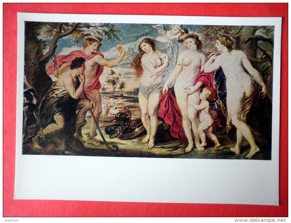 painting by Peter Paul Rubens - Judgement of Paris - women - apple - Greek Mythology - flemish art - unused - JH Postcards