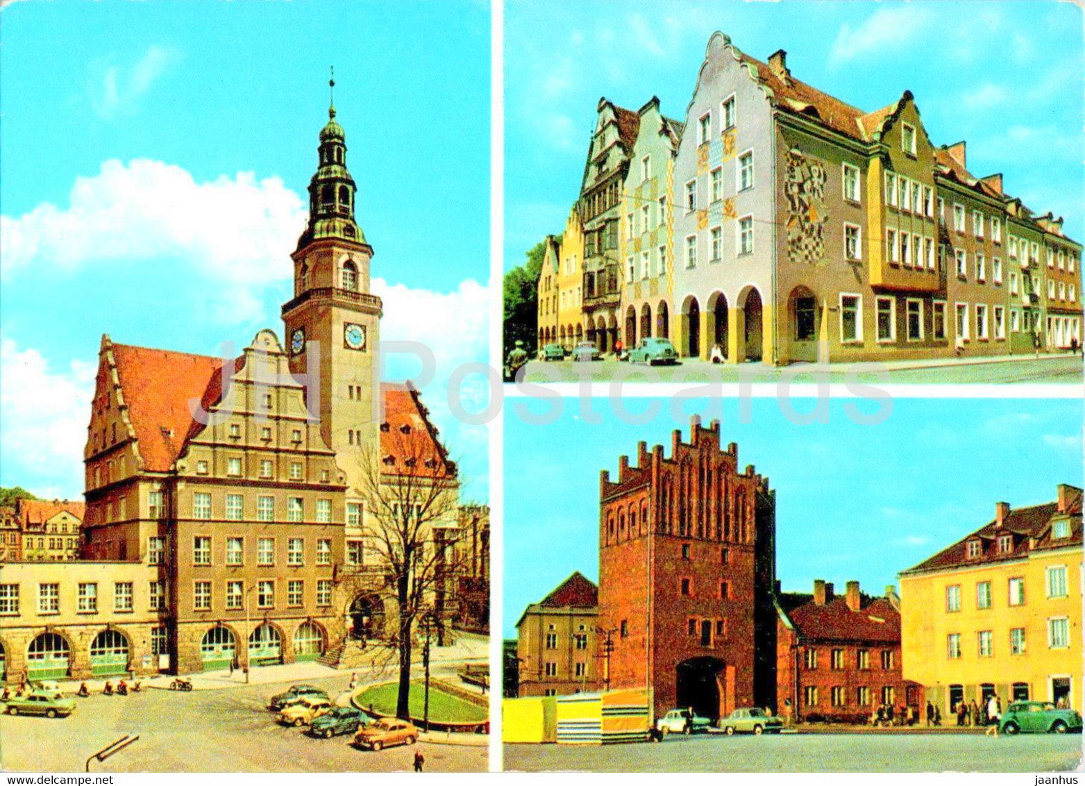 Olsztyn - Ratusz - Kamieniczki w rynku - Wysoka Brama - Town Hall - High Gate - multiview - Poland - unused - JH Postcards