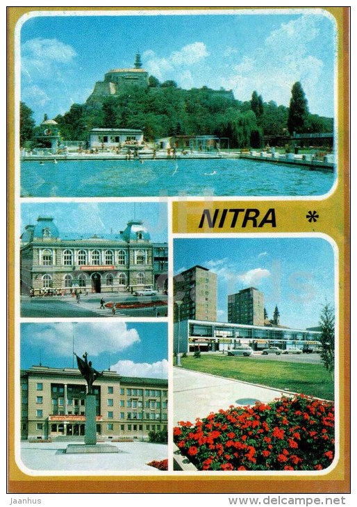 Nitra - swimming pool - castle - monument - House of Services - Czechoslovakia - Slovakia - unused - JH Postcards