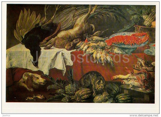 painting by Frans Snyders - Still Life with Dead Game and Lobster - hare - Flemish art - 1983 - Russia USSR - unused - JH Postcards